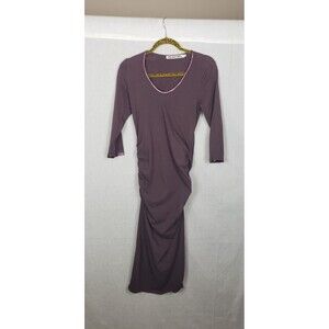 Michael‎ Stars Dress Small Bodycon Brown Ruched Copper Metallic Trim USA Sexy
